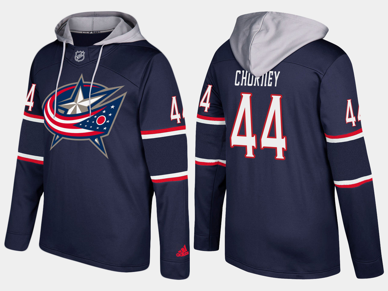 Men NHL Columbus blue jackets 44 taylor chorney navy blue hoodie